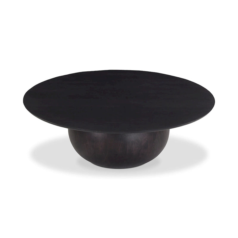 Table basse moderne en bois d'acacia massif avec base ronde