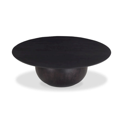 Table basse moderne en bois d'acacia massif avec base ronde