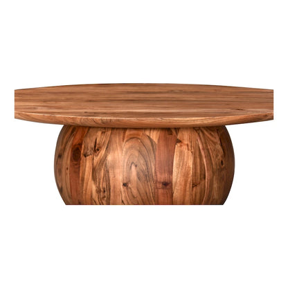 Table basse moderne en bois d'acacia massif avec base ronde