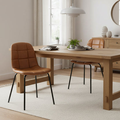 Chaises de salle à manger en similicuir, chaises d'appoint rembourrées avec pieds en métal, lot de 2