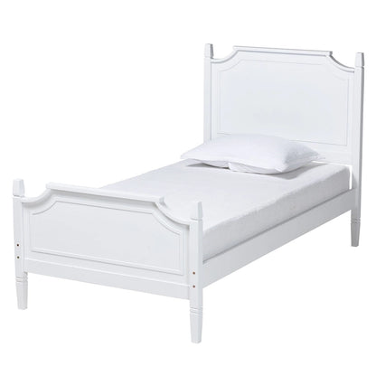 Lit plate-forme classique traditionnel en bois massif blanc