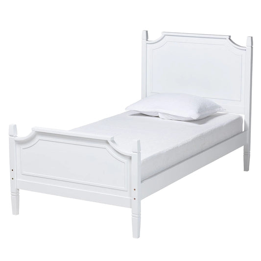 Lit plate-forme classique traditionnel en bois massif blanc
