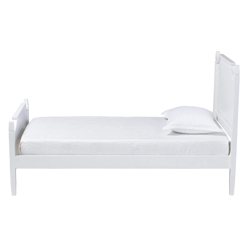 Lit plate-forme classique traditionnel en bois massif blanc