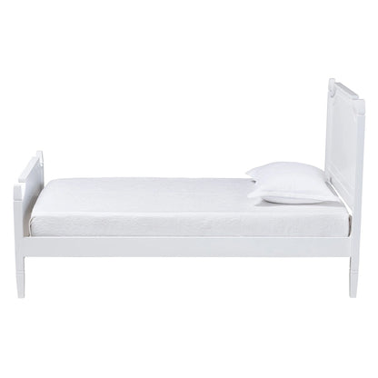 Lit plate-forme classique traditionnel en bois massif blanc