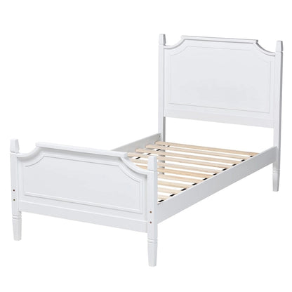 Lit plate-forme classique traditionnel en bois massif blanc
