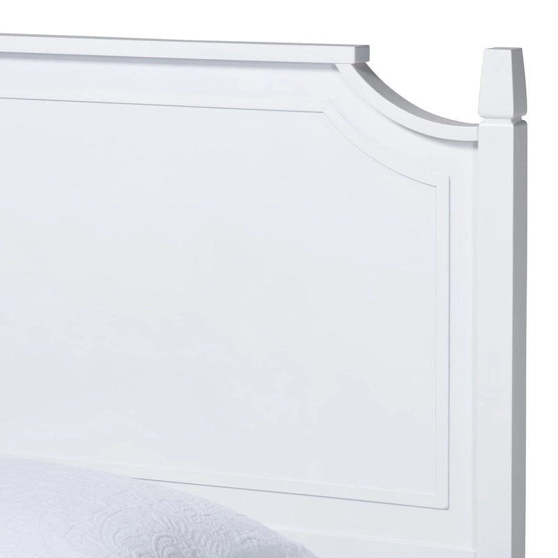 Lit plate-forme classique traditionnel en bois massif blanc