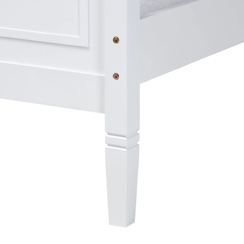 Lit plate-forme classique traditionnel en bois massif blanc