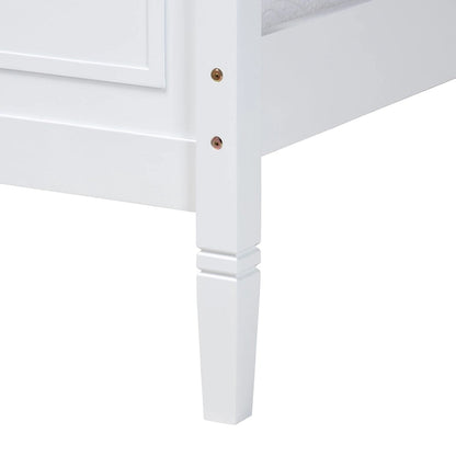 Lit plate-forme classique traditionnel en bois massif blanc
