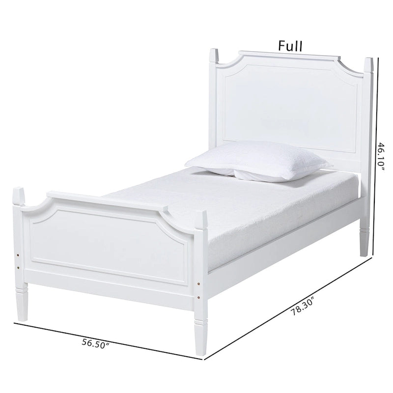 Lit plate-forme classique traditionnel en bois massif blanc