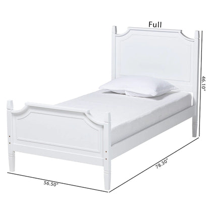 Lit plate-forme classique traditionnel en bois massif blanc