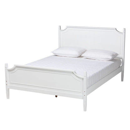 Lit plate-forme classique traditionnel en bois massif blanc