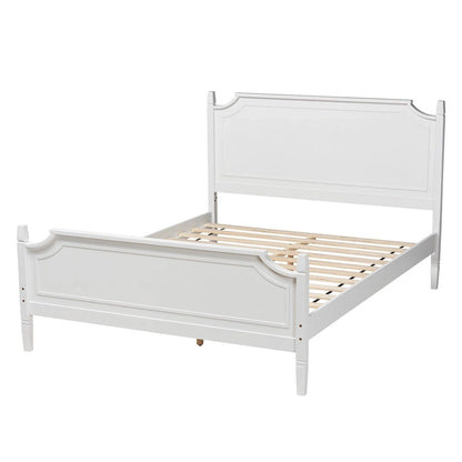 Lit plate-forme classique traditionnel en bois massif blanc
