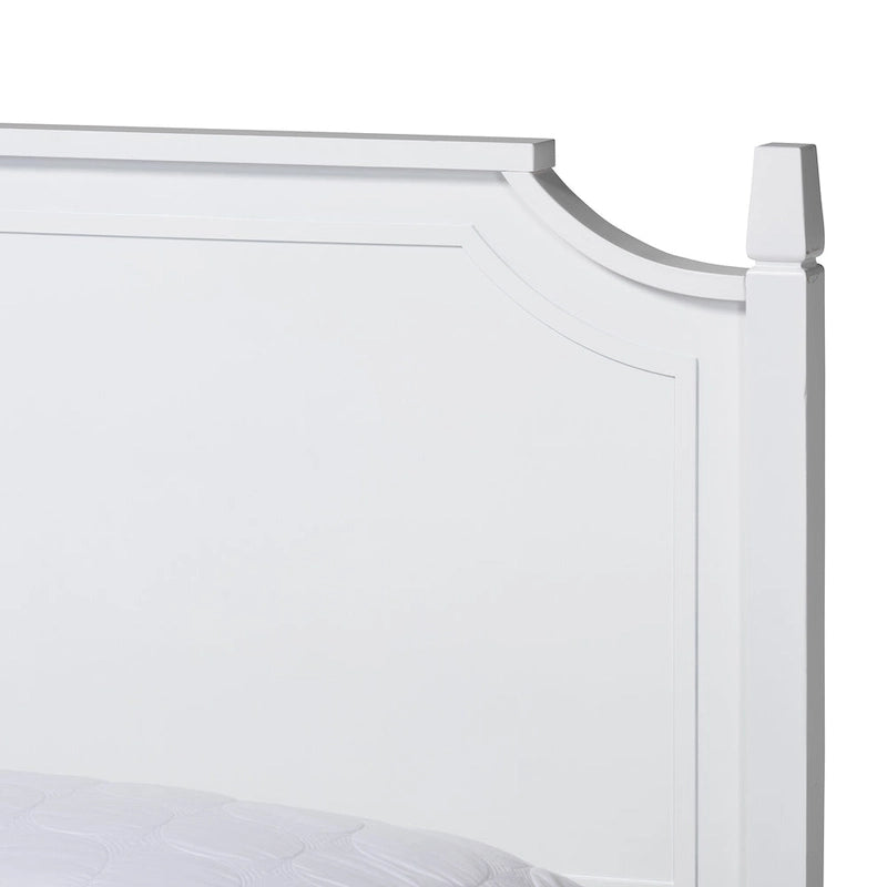 Lit plate-forme classique traditionnel en bois massif blanc