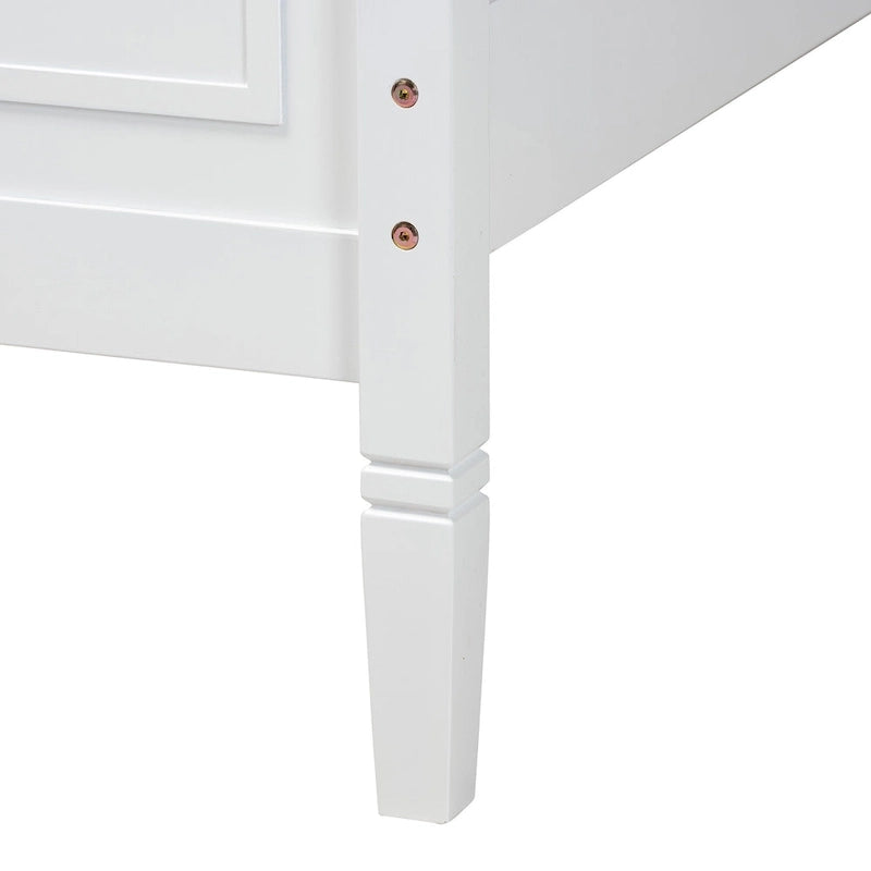 Lit plate-forme classique traditionnel en bois massif blanc