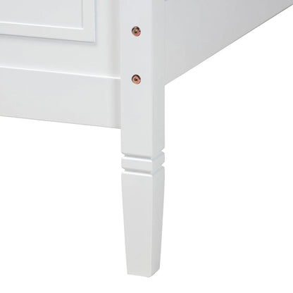 Lit plate-forme classique traditionnel en bois massif blanc