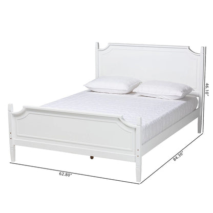 Lit plate-forme classique traditionnel en bois massif blanc