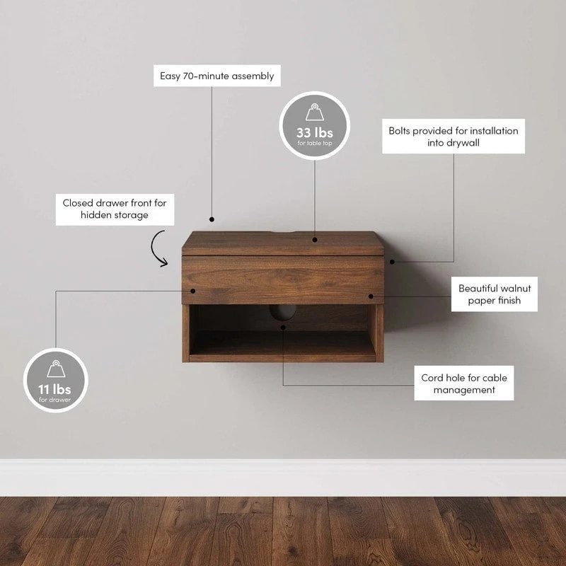 Table de chevet flottante moderne