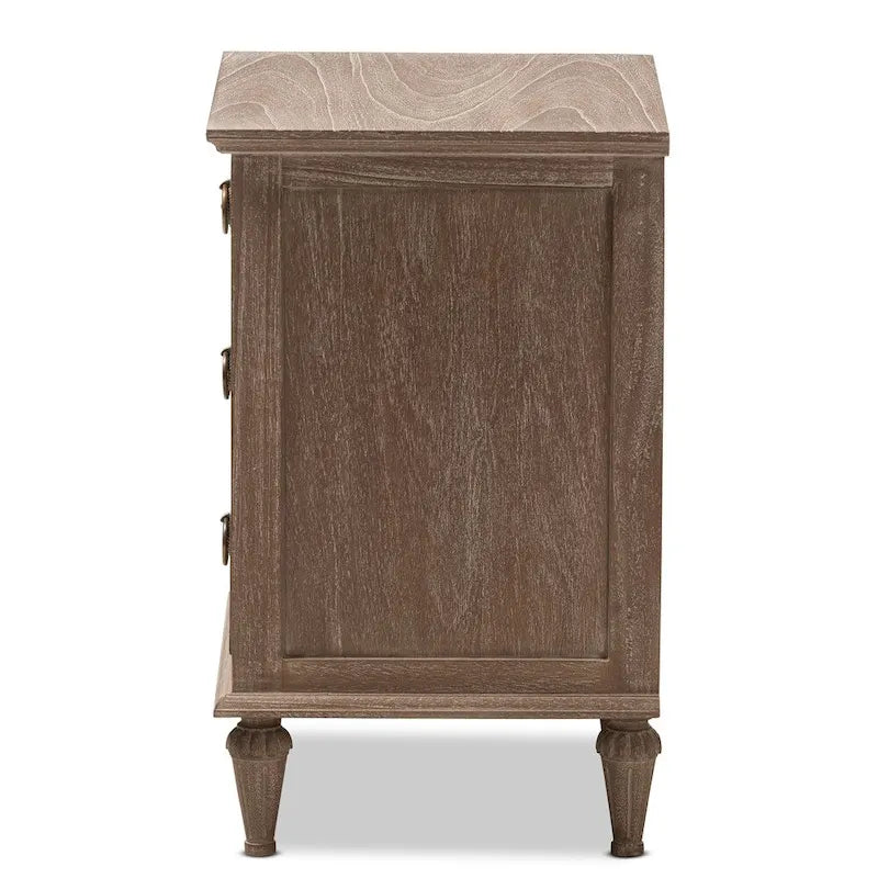 Table de chevet rustique en bois à 3 tiroirs
