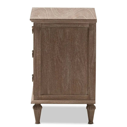 Table de chevet rustique en bois à 3 tiroirs