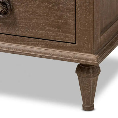 Table de chevet rustique en bois à 3 tiroirs