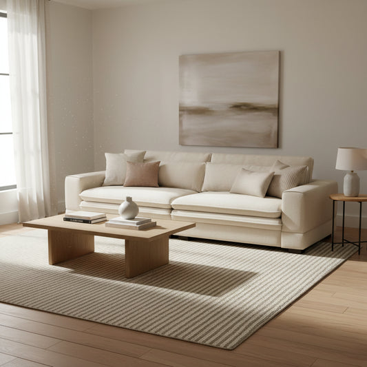 Mid-Century Sofa Couch Modern Upholstered Couch for Livingroom,Bedroom, Apartment, Home Office Beige