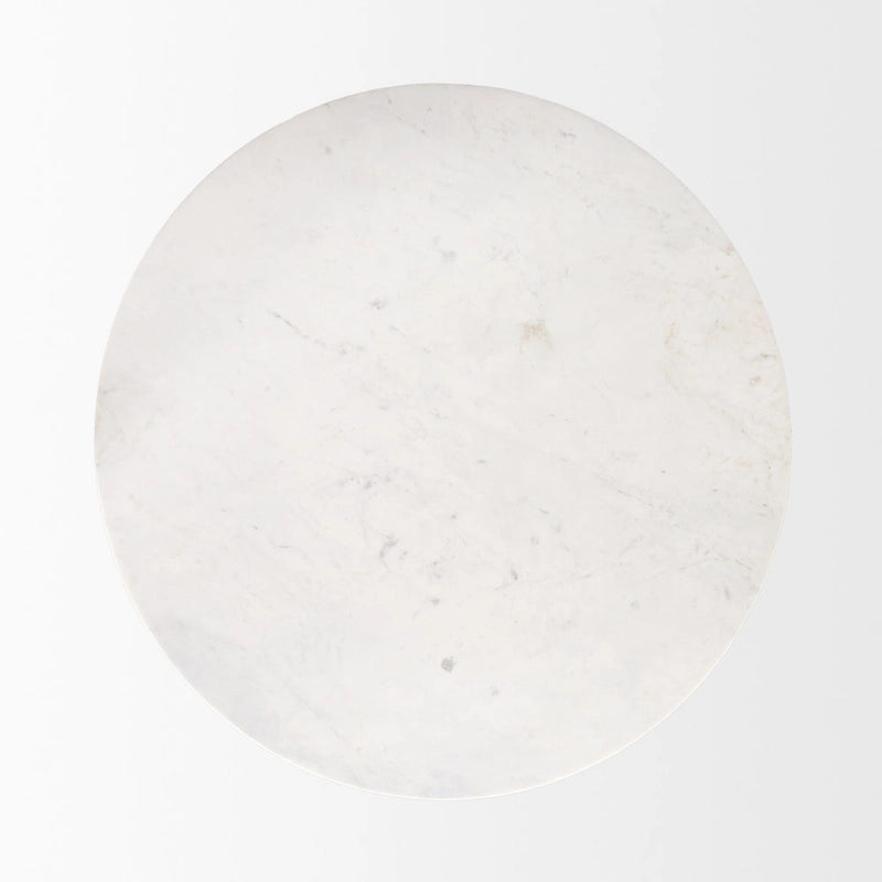 Table de salle à manger avec piédestal marbre blanc et plateau rond marron moyen 48 po - 48,0 L x 48,0 W x 30,0 H