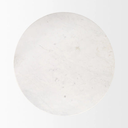 Table de salle à manger avec piédestal marbre blanc et plateau rond marron moyen 48 po - 48,0 L x 48,0 W x 30,0 H