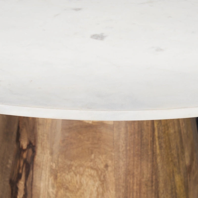 Table de salle à manger avec piédestal marbre blanc et plateau rond marron moyen 48 po - 48,0 L x 48,0 W x 30,0 H