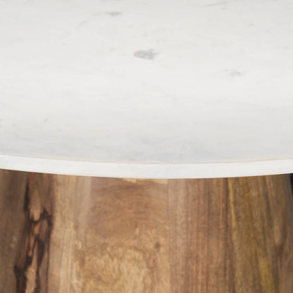 Table de salle à manger avec piédestal marbre blanc et plateau rond marron moyen 48 po - 48,0 L x 48,0 W x 30,0 H