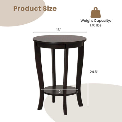 2 tables d'appoint rondes à 2 niveaux 18 pouces compactes pour canapé ou chevet - Voir détails