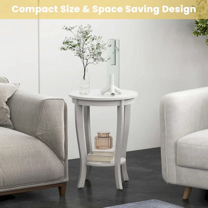2 tables d'appoint rondes à 2 niveaux 18 pouces compactes pour canapé ou chevet - Voir détails