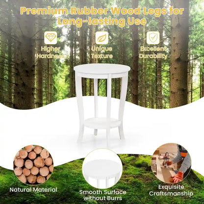 2 tables d'appoint rondes à 2 niveaux 18 pouces compactes pour canapé ou chevet - Voir détails