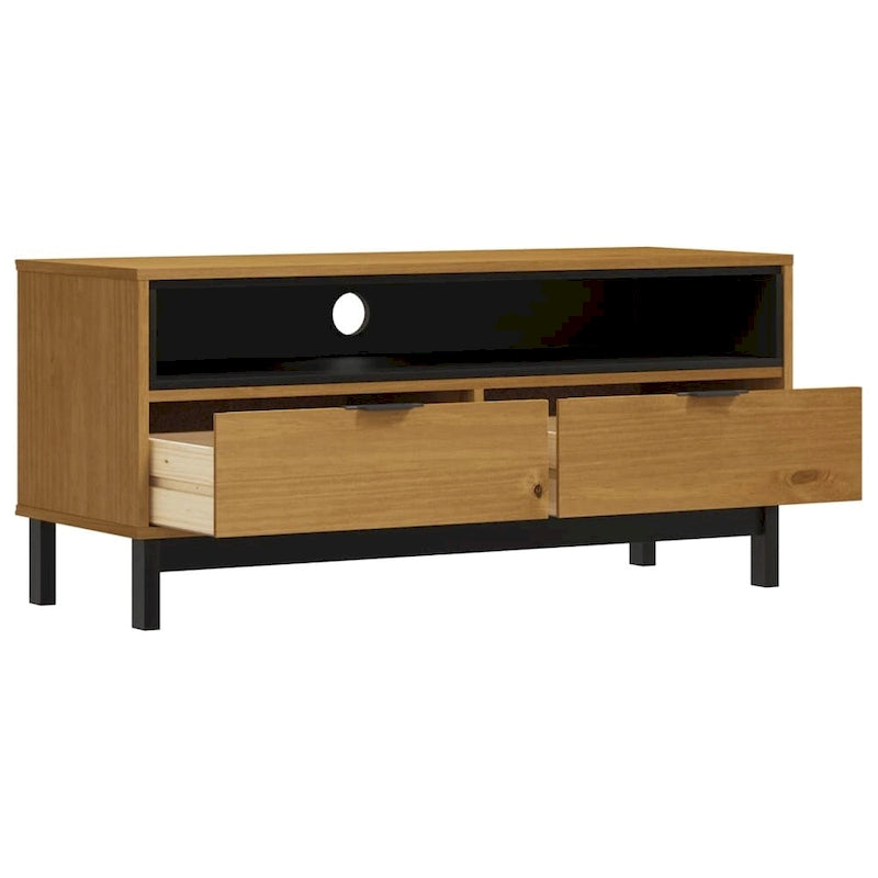 Meuble TV FLAM 43,3x15,7x19,7 Bois massif Pin - 43,3 x 15,7 x 19,7