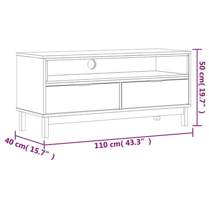 Meuble TV FLAM 43,3x15,7x19,7 Bois massif Pin - 43,3 x 15,7 x 19,7