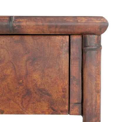 Console avec 2 tiroirs et 1 étagère brun foncé/doré - 42 L x 15,8 P x 29 H - 42Lx16Px29H