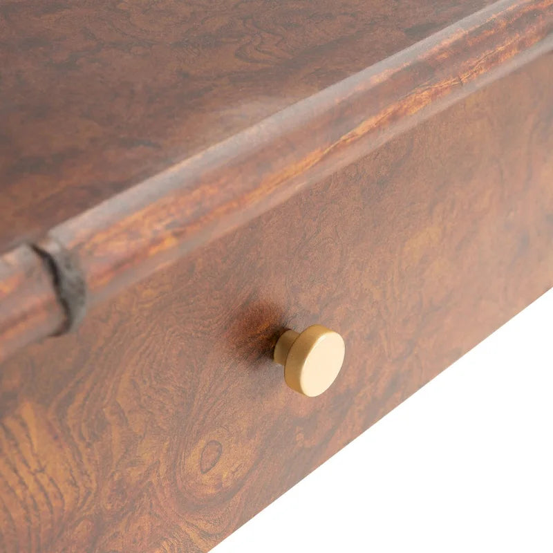 Console avec 2 tiroirs et 1 étagère brun foncé/doré - 42 L x 15,8 P x 29 H - 42Lx16Px29H