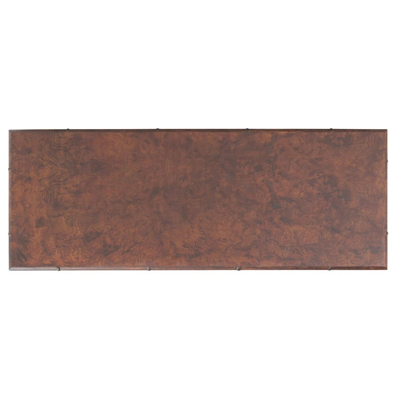 Console avec 2 tiroirs et 1 étagère brun foncé/doré - 42 L x 15,8 P x 29 H - 42Lx16Px29H