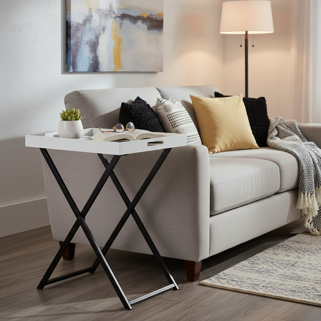 SAFAVIEH Colombine Black/ White Tray Table - 28Wx18Dx32H