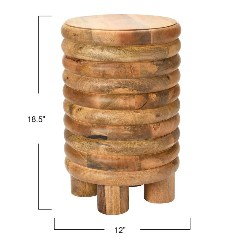 Table d'appoint ou tabouret vintage en bois massif