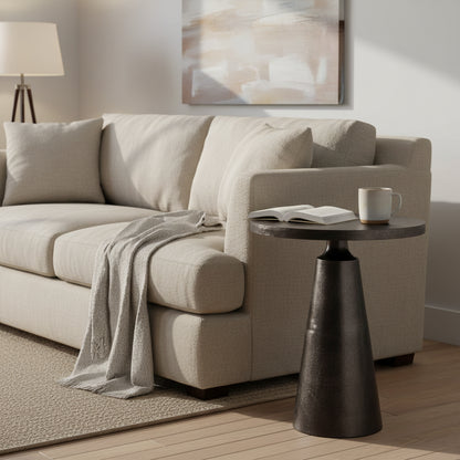 Jett 20 Round Aluminum Black Nickel Pedestal Base Side Table