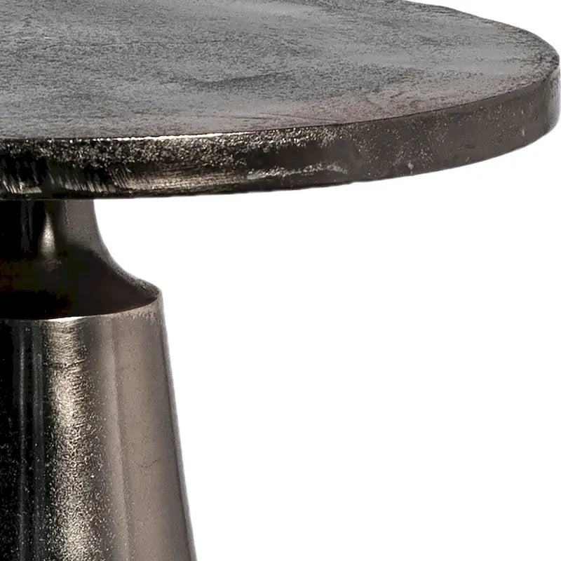 Table d'appoint avec pied piédestal rond en aluminium noir nickelé
