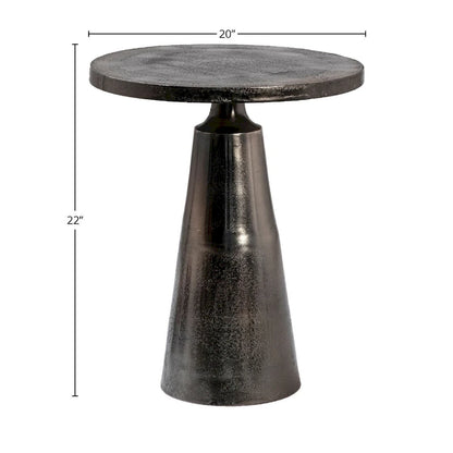 Table d'appoint avec pied piédestal rond en aluminium noir nickelé