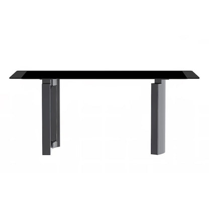 Table à manger rectangulaire avec plateau en verre/pierre frittée et piètement en acier