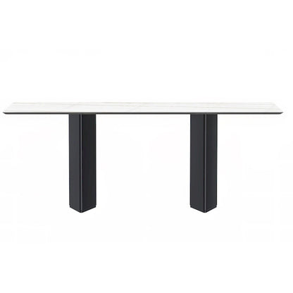 Table à manger rectangulaire avec plateau en verre/pierre frittée et piètement en acier