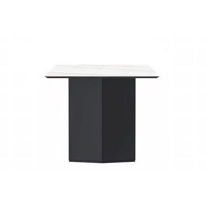 Table à manger rectangulaire avec plateau en verre/pierre frittée et piètement en acier