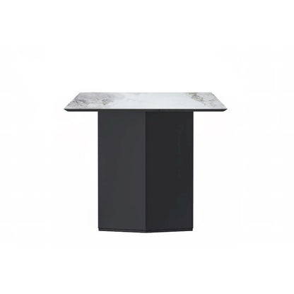 Table à manger rectangulaire avec plateau en verre/pierre frittée et piètement en acier