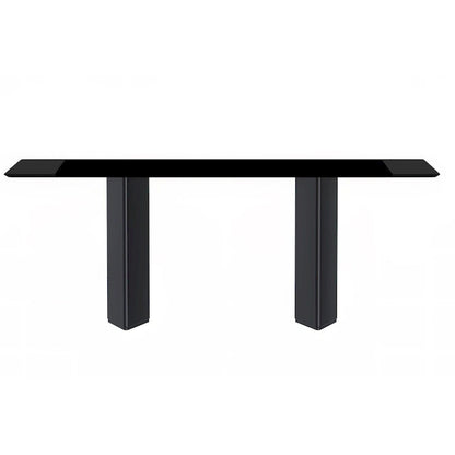 Table à manger rectangulaire avec plateau en verre/pierre frittée et piètement en acier