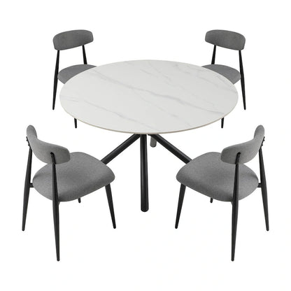 Table à manger ronde Marbre Modern Glam avec pieds croisés en métal