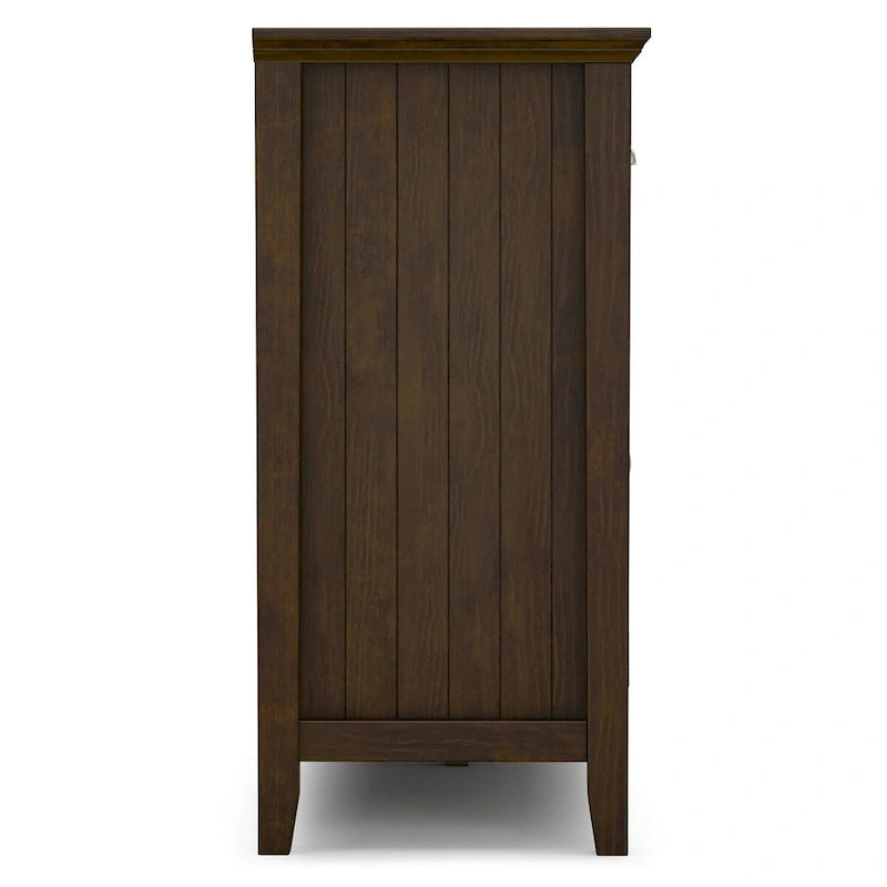 Buffet de style transitionnel en bois massif, 152 cm de large, couleur brun foncé