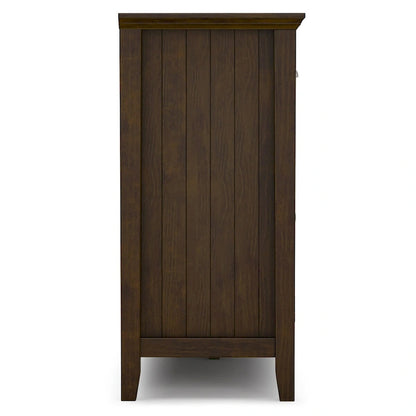 Buffet de style transitionnel en bois massif, 152 cm de large, couleur brun foncé